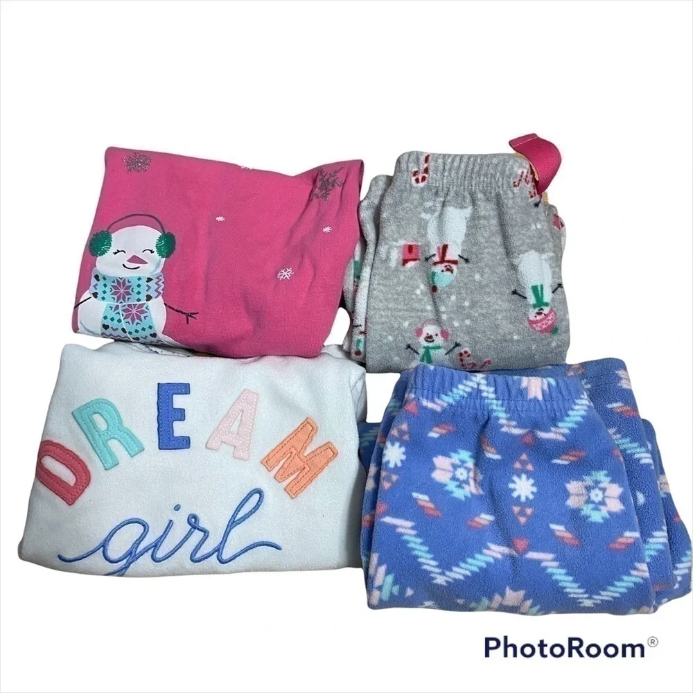 3T Fleece Pajama Set Bundle Carter’s Snow Man Dream Girl